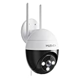 MUBVIEW 2K Security Camera Outdoor, Security Cameras with 360° PZT View, 2.4G WiFi Wired Home Surveillance Cameras, Color Night Vision, Motion Detection, Siren, 2 Way Talk, 24/7, Works with Alexa