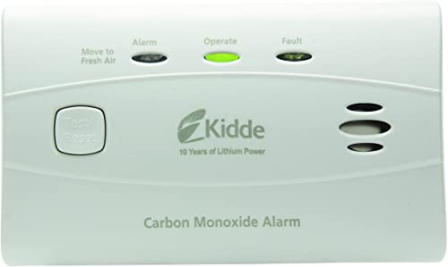 Kidde Carbon Monoxide Detector with 10-Year Battery, 3 LEDs, Alarm Memory, Test-Reset Button