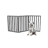 Indoor Pet Gate - 3-Panel Folding Dog Gate for Stairs or Doorways - 54x24-Inch Freestanding Pet Fence for Cats and Dogs by PETMAKER (Gray)