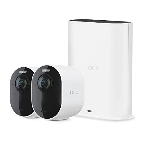 Arlo Ultra 2 Spotlight Camera - 2 Camera Security System - Wireless, 4K Video & HDR, Color Night Vision, 2 Way Audio, Wire-Free, 180º View, White - VMS5240-200NAS