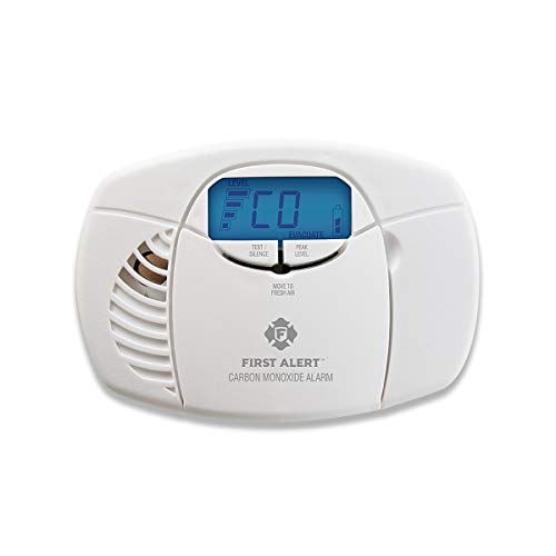 First Alert Carbon Monoxide Detector Alarm|No Outlet Required with Digital Display and Peak Memory, Battery Operated, CO410 , White