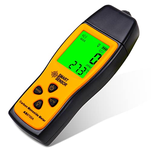 Lunarlipes Handheld Carbon Monoxide Meter, Portable CO Carbon Monoxide Detector, CO Gas Tester with LCD Backlit Display, 0-1000PPM High Precision 1PPM Resolution (Battery Not Included)