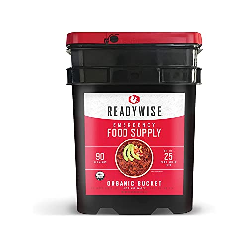 ReadyWise Emergency Food Supply, Organic Breakfast and Lunch Variety Pack, Survival-Food Disaster Kit for Hurricane Preparedness, Camping Food, Prepper Supplies, Emergency Supplies Bucket, 90 Servings