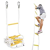 ISOP Two Story Fire Escape Ladder 13 ft Flame Resistant Emergency Rope Ladder with Spring Hooks - Reusable - Weight Capacity up to 2000 Pounds (13ft)