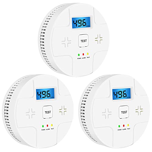 3 Pack Combination Smoke and Carbon Monoxide Detector Battery Operated, Portable Smoke and Co Alarm for Home Bedroom Travel, White,My-901