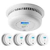 X-Sense SC01 10 Year Battery (Not Hardwired) Smoke and Carbon Monoxide Detector with Display, Dual Sensor Smoke CO Alarm Complies with UL 217 & UL 2034 Standards, Auto-Check, 5-Pack