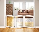 PAWLAND Extra Wide Dog gate for The House, Doorway, Stairs, Freestanding Foldable Wire Pet Gate, Pet Puppy Safety Fence, 30" Height (White, 3 Panels)