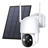 Poyasilon Solar Security Cameras Wireless Outdoor, 3MP 2K FHD Outdoor Camera Wireless 2.4G Wi-Fi 355° View Pan Tilt Security Cameras with AI Motion Detection, Siren, Two-Way Audio, Color Night Vision