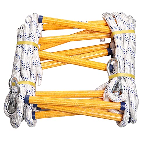 16ft Emergency Fire Escape Rope Ladder 2 Story Flame Resistant Emergency Fire Safety Evacuation Ladder with 2 Hooks Fast to Deploy Sturdy and Strong Portable and Reusable.