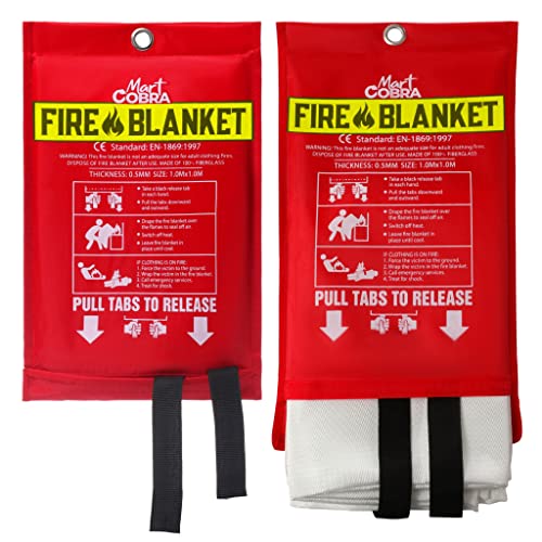 Emergency Fire Blanket for Home and Kitchen Fire Extinguisher for Home x2, Prepared Fire Blankets Emergency for Home Hero Fireproof Blanket Fire Retardant Blankets Grease Fire Spray Emergency Blankets