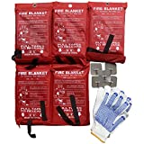 5X Fire Blanket Fire Suppression Blanket | Fiberglass Fire Blankets Emergency for People Flame Retardant Fireproof Survival Safety Kitchen, Fireplace, Car, Office, Warehouse, 5 Pack (39.3 X 39.3 inch)