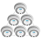 X-Sense Wireless Interconnected Combination Smoke and Carbon Monoxide Detector with LCD Display & 10-Year Battery, Over 820 ft Transmission Range, SC07-W, 6-Pack