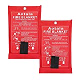 Aotala Fire Blanket Emergency Surival Fire Blankets Fiberglass Flame Retardant Protection and Heat Insulation for Kitchen,Fireplace,Grill,Car,Camping (2Pack)